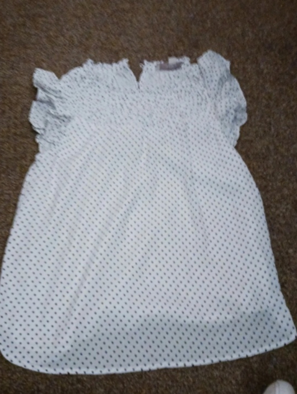 White Polka Dot Flutter Sleeve Top